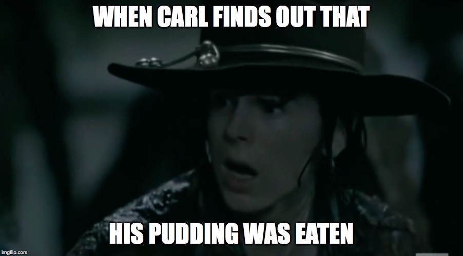  WHEN CARL FINDS OUT THAT; HIS PUDDING WAS EATEN | image tagged in carl and his doughnuts | made w/ Imgflip meme maker