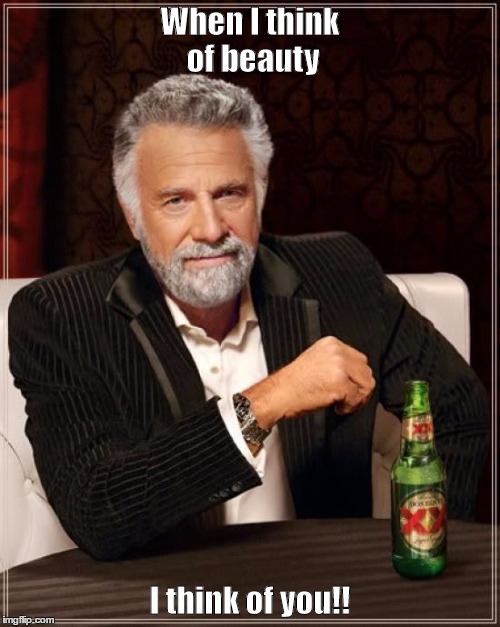 The Most Interesting Man In The World | When I think of beauty; I think of you!! | image tagged in memes,the most interesting man in the world | made w/ Imgflip meme maker