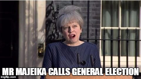 Theresa May | MR MAJEIKA CALLS GENERAL ELECTION | image tagged in theresa may | made w/ Imgflip meme maker