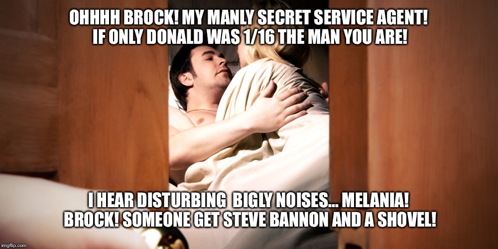OHHHH BROCK! MY MANLY SECRET SERVICE AGENT! IF ONLY DONALD WAS 1/16 THE MAN YOU ARE! I HEAR DISTURBING  BIGLY NOISES... MELANIA! BROCK! SOME | made w/ Imgflip meme maker