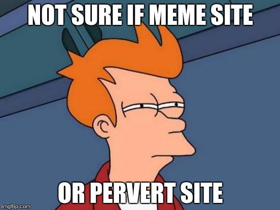 Futurama Fry | NOT SURE IF MEME SITE; OR PERVERT SITE | image tagged in memes,futurama fry | made w/ Imgflip meme maker