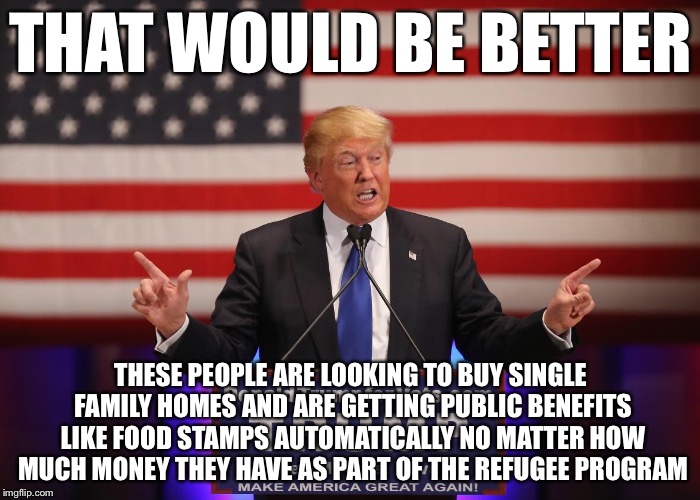 THAT WOULD BE BETTER THESE PEOPLE ARE LOOKING TO BUY SINGLE FAMILY HOMES AND ARE GETTING PUBLIC BENEFITS LIKE FOOD STAMPS AUTOMATICALLY NO M | made w/ Imgflip meme maker