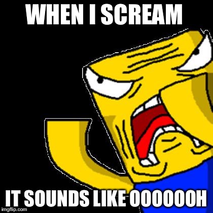 Roblox Noob | WHEN I SCREAM; IT SOUNDS LIKE OOOOOOH | image tagged in roblox noob | made w/ Imgflip meme maker
