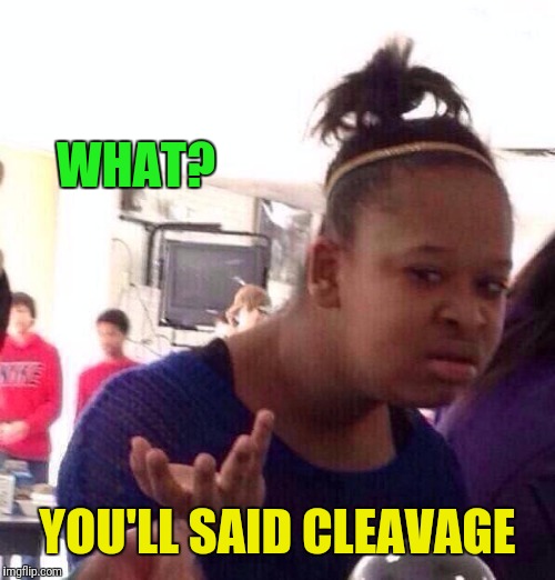 Black Girl Wat Meme | WHAT? YOU'LL SAID CLEAVAGE | image tagged in memes,black girl wat | made w/ Imgflip meme maker