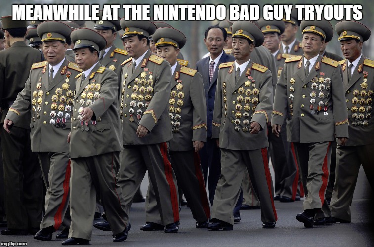 bad guy tryouts | MEANWHILE AT THE NINTENDO BAD GUY TRYOUTS | image tagged in nintendo | made w/ Imgflip meme maker