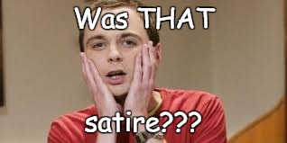 Was THAT satire??? | Was THAT; satire??? | image tagged in wasthatsatire,sheldoncooper,bigbangtheory | made w/ Imgflip meme maker