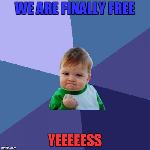 Success Kid Meme | WE ARE FINALLY FREE; YEEEEESS | image tagged in memes,success kid | made w/ Imgflip meme maker