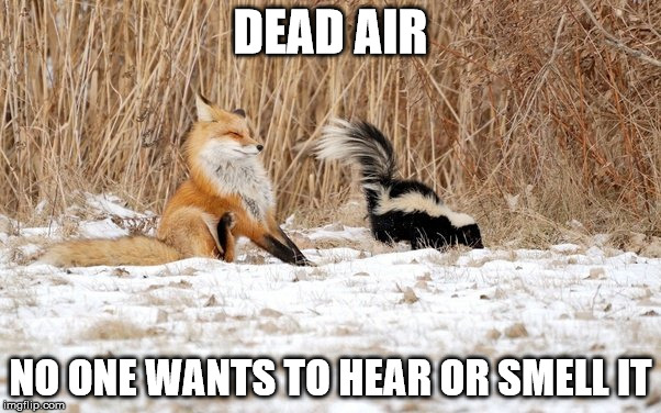 The Problem With Dead Air | DEAD AIR; NO ONE WANTS TO HEAR OR SMELL IT | image tagged in dead air,i'm with stinky,stinky face,downwind | made w/ Imgflip meme maker