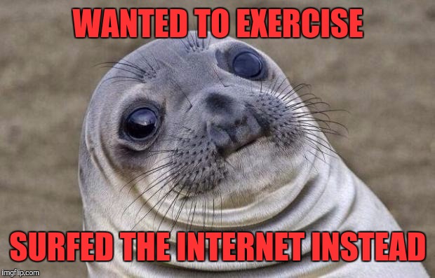 Awkward Moment Sealion Meme | WANTED TO EXERCISE; SURFED THE INTERNET INSTEAD | image tagged in memes,awkward moment sealion | made w/ Imgflip meme maker