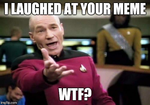 Picard Wtf Meme | I LAUGHED AT YOUR MEME WTF? | image tagged in memes,picard wtf | made w/ Imgflip meme maker