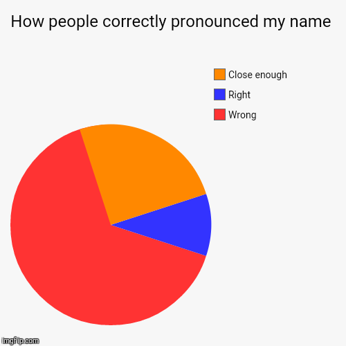 Most likely happen to many people with a foreign name :D | image tagged in funny,pie charts | made w/ Imgflip chart maker