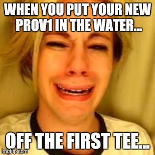 Golf Sook | WHEN YOU PUT YOUR NEW PROV1 IN THE WATER... OFF THE FIRST TEE... | image tagged in memes | made w/ Imgflip meme maker