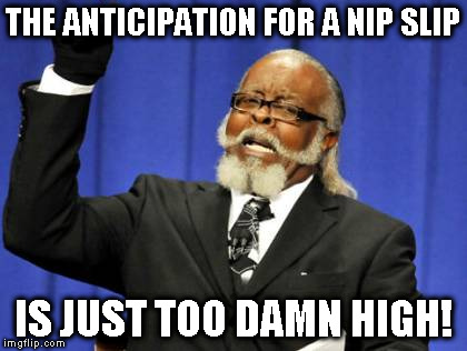 Too Damn High Meme | THE ANTICIPATION FOR A NIP SLIP IS JUST TOO DAMN HIGH! | image tagged in memes,too damn high | made w/ Imgflip meme maker