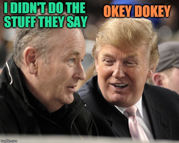 TrumpOReilly | OKEY DOKEY; I DIDN'T DO THE STUFF THEY SAY | image tagged in trumporeilly | made w/ Imgflip meme maker