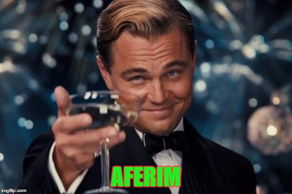 Leonardo Dicaprio Cheers Meme | AFERIM | image tagged in memes,leonardo dicaprio cheers | made w/ Imgflip meme maker