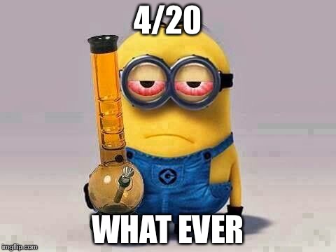 Minion420 |  4/20; WHAT EVER | image tagged in minion420 | made w/ Imgflip meme maker