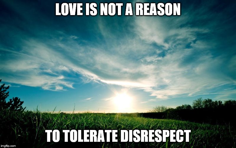 Love is not a reason to tolerate disrespect. | LOVE IS NOT A REASON; TO TOLERATE DISRESPECT | image tagged in love is,love is not | made w/ Imgflip meme maker