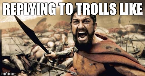Sparta Leonidas Meme | REPLYING TO TROLLS LIKE | image tagged in memes,sparta leonidas | made w/ Imgflip meme maker