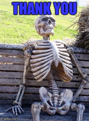 Waiting Skeleton Meme | THANK YOU | image tagged in memes,waiting skeleton | made w/ Imgflip meme maker