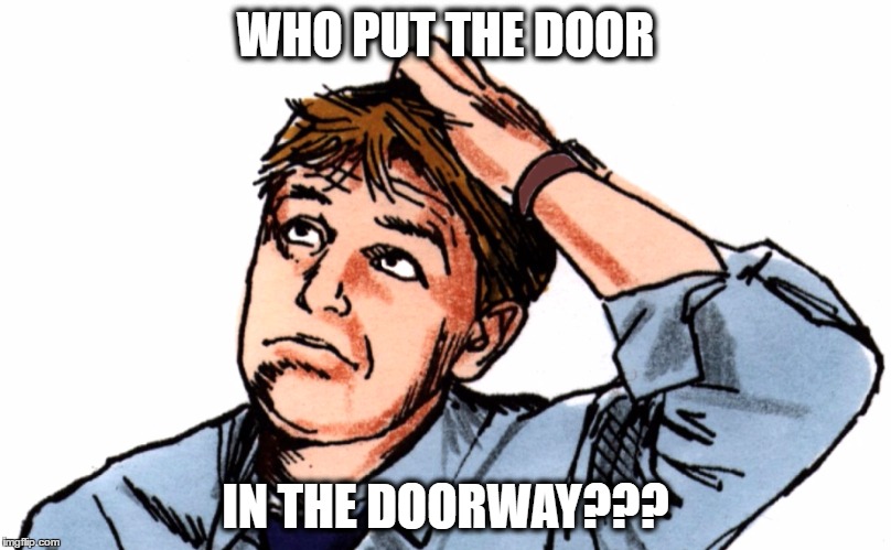 Doors?  | WHO PUT THE DOOR; IN THE DOORWAY??? | image tagged in doors,confused,meme | made w/ Imgflip meme maker
