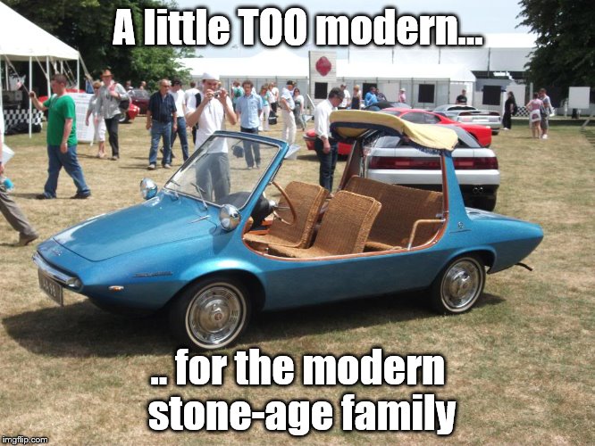 DAF Kini | A little TOO modern... .. for the modern stone-age family | image tagged in cars,flintstones,no kidding,this was a real car | made w/ Imgflip meme maker