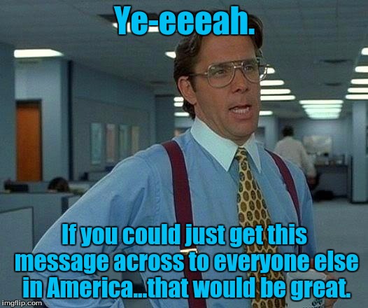 That Would Be Great Meme | Ye-eeeah. If you could just get this message across to everyone else in America...that would be great. | image tagged in memes,that would be great | made w/ Imgflip meme maker