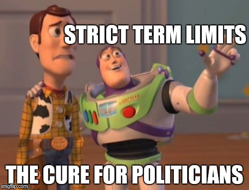 X, X Everywhere Meme | STRICT TERM LIMITS THE CURE FOR POLITICIANS | image tagged in memes,x x everywhere | made w/ Imgflip meme maker