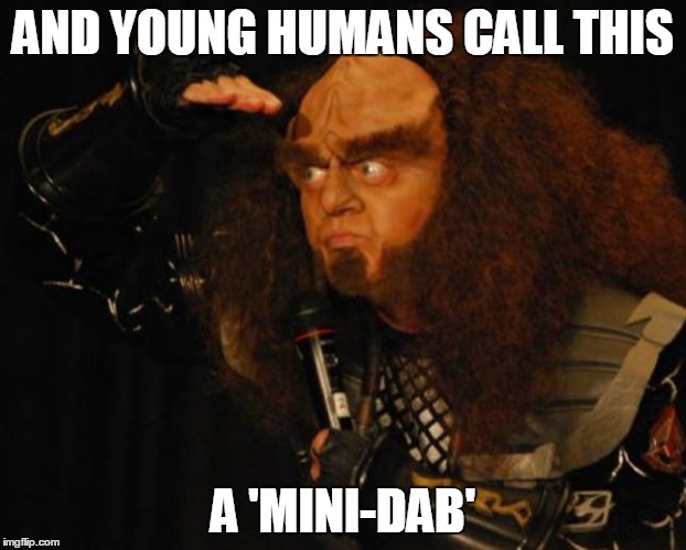 AND YOUNG HUMANS CALL THIS; A 'MINI-DAB' | image tagged in klingon,star trek,fail,funny,thecircuitmovie,funny memes | made w/ Imgflip meme maker