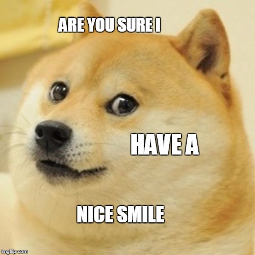 Doge Meme | ARE YOU SURE I; HAVE A; NICE SMILE | image tagged in memes,doge | made w/ Imgflip meme maker