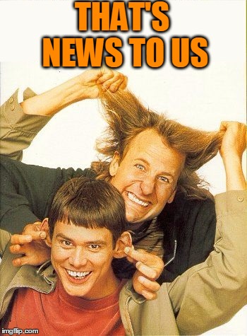 DUMB and dumber | THAT'S NEWS TO US | image tagged in dumb and dumber | made w/ Imgflip meme maker