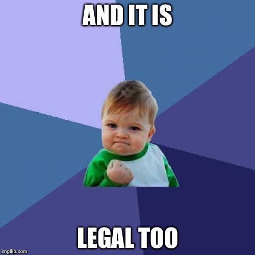 Success Kid Meme | AND IT IS LEGAL TOO | image tagged in memes,success kid | made w/ Imgflip meme maker