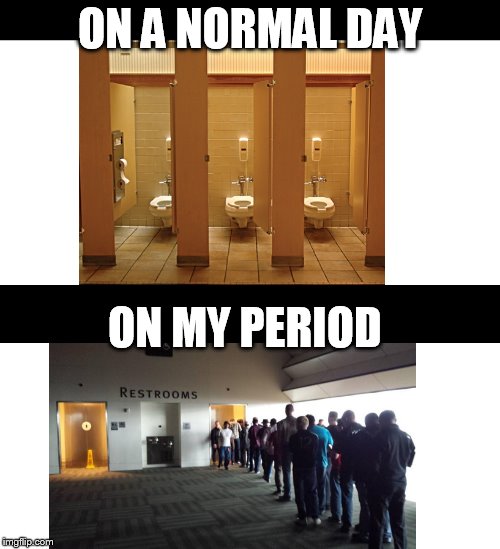 ON A NORMAL DAY; ON MY PERIOD | image tagged in bathroom,period | made w/ Imgflip meme maker