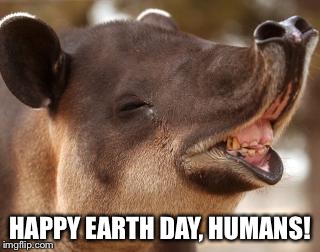 Earth Day Tapir | HAPPY EARTH DAY, HUMANS! | image tagged in earth,environment,wildlife | made w/ Imgflip meme maker