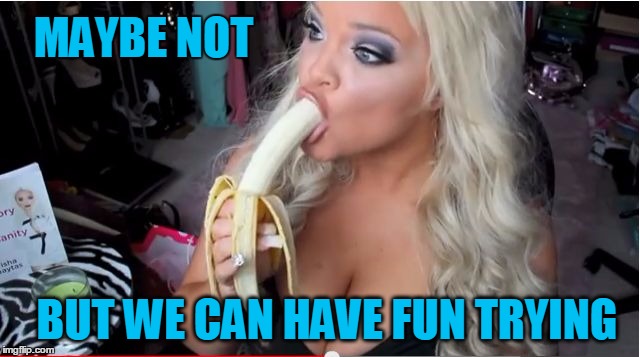 ditzy blonde | MAYBE NOT BUT WE CAN HAVE FUN TRYING | image tagged in ditzy blonde | made w/ Imgflip meme maker