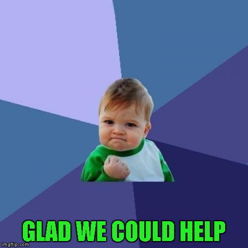 Success Kid Meme | GLAD WE COULD HELP | image tagged in memes,success kid | made w/ Imgflip meme maker