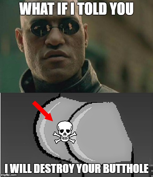 WHAT IF I TOLD YOU; I WILL DESTROY YOUR BUTTHOLE | made w/ Imgflip meme maker