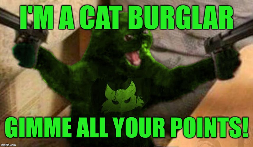 RayCat Angry | I'M A CAT BURGLAR GIMME ALL YOUR POINTS! | image tagged in raycat angry | made w/ Imgflip meme maker