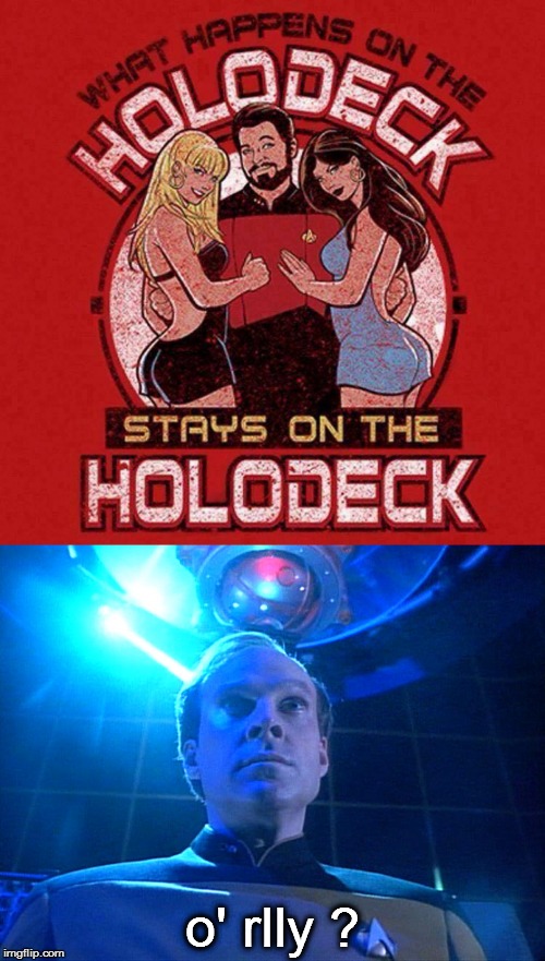 Challenge Accepted | o' rlly ? | image tagged in sttng,meme,riker,reg,holodeck | made w/ Imgflip meme maker