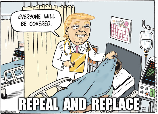 Repeal and Replace | REPEAL  AND  REPLACE | image tagged in trump,republican,fascist,nazi,obamacare | made w/ Imgflip meme maker