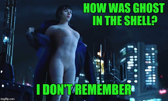 Um...It had a Cyborg and uh, Scarlett Johansson...Uh... | HOW WAS GHOST IN THE SHELL? I DON'T REMEMBER | image tagged in ghost in the shell | made w/ Imgflip meme maker