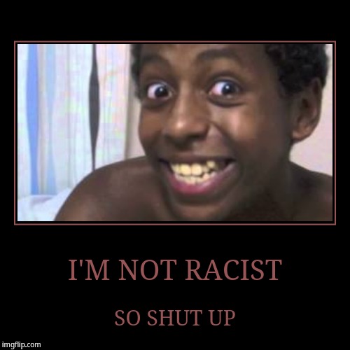 I'M NOT RACIST | image tagged in funny,demotivationals | made w/ Imgflip demotivational maker
