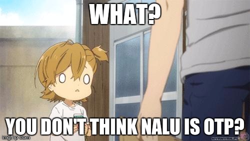 When You Insult My Anime Fandom | WHAT? YOU DON'T THINK NALU IS OTP? | image tagged in when you insult my anime fandom | made w/ Imgflip meme maker