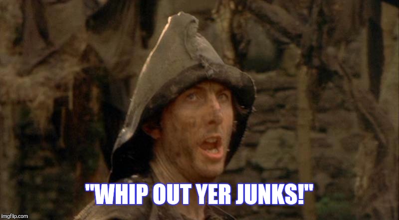 "WHIP OUT YER JUNKS!" | made w/ Imgflip meme maker