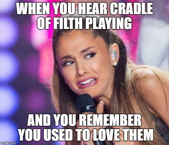 Cringe Fucker | WHEN YOU HEAR CRADLE OF FILTH PLAYING; AND YOU REMEMBER YOU USED TO LOVE THEM | image tagged in cringe fucker | made w/ Imgflip meme maker