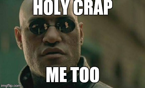 Matrix Morpheus Meme | HOLY CRAP ME TOO | image tagged in memes,matrix morpheus | made w/ Imgflip meme maker