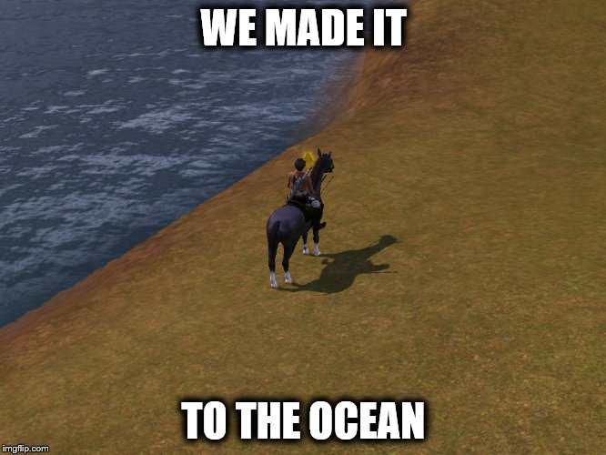 WE MADE IT; TO THE OCEAN | image tagged in levi on a horse | made w/ Imgflip meme maker