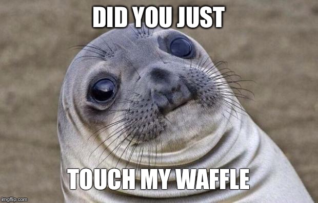 Awkward Moment Sealion | DID YOU JUST; TOUCH MY WAFFLE | image tagged in memes,awkward moment sealion | made w/ Imgflip meme maker