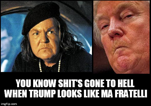 YOU KNOW SHIT'S GONE TO HELL WHEN TRUMP LOOKS LIKE MA FRATELLI | image tagged in fucktrump,eviltrump,clown car republicans,donald trump the clown,don the con,goonies | made w/ Imgflip meme maker