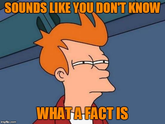 Futurama Fry Meme | SOUNDS LIKE YOU DON'T KNOW WHAT A FACT IS | image tagged in memes,futurama fry | made w/ Imgflip meme maker