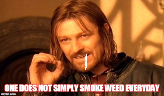 One Does Not Simply Meme | ONE DOES NOT SIMPLY SMOKE WEED EVERYDAY | image tagged in memes,one does not simply | made w/ Imgflip meme maker
